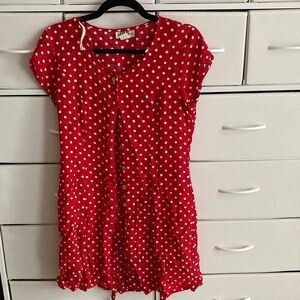 Vintage Red Dress White Polka Dots